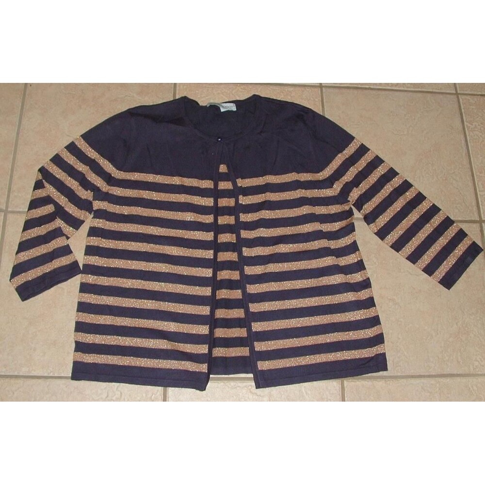 Sparkly Dark Blue Sz Large Casual or Dress Stretchy Sweater SAMANTHA GREY